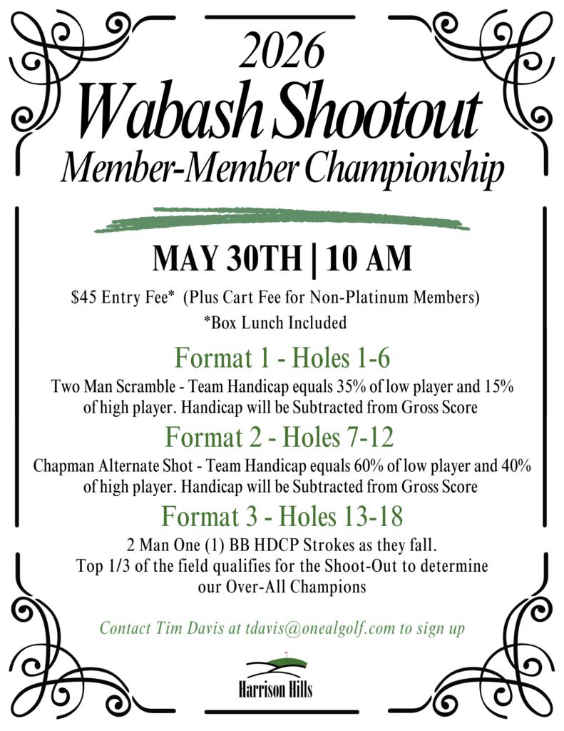 wabash shootout member member tournament at harrison hills golf club