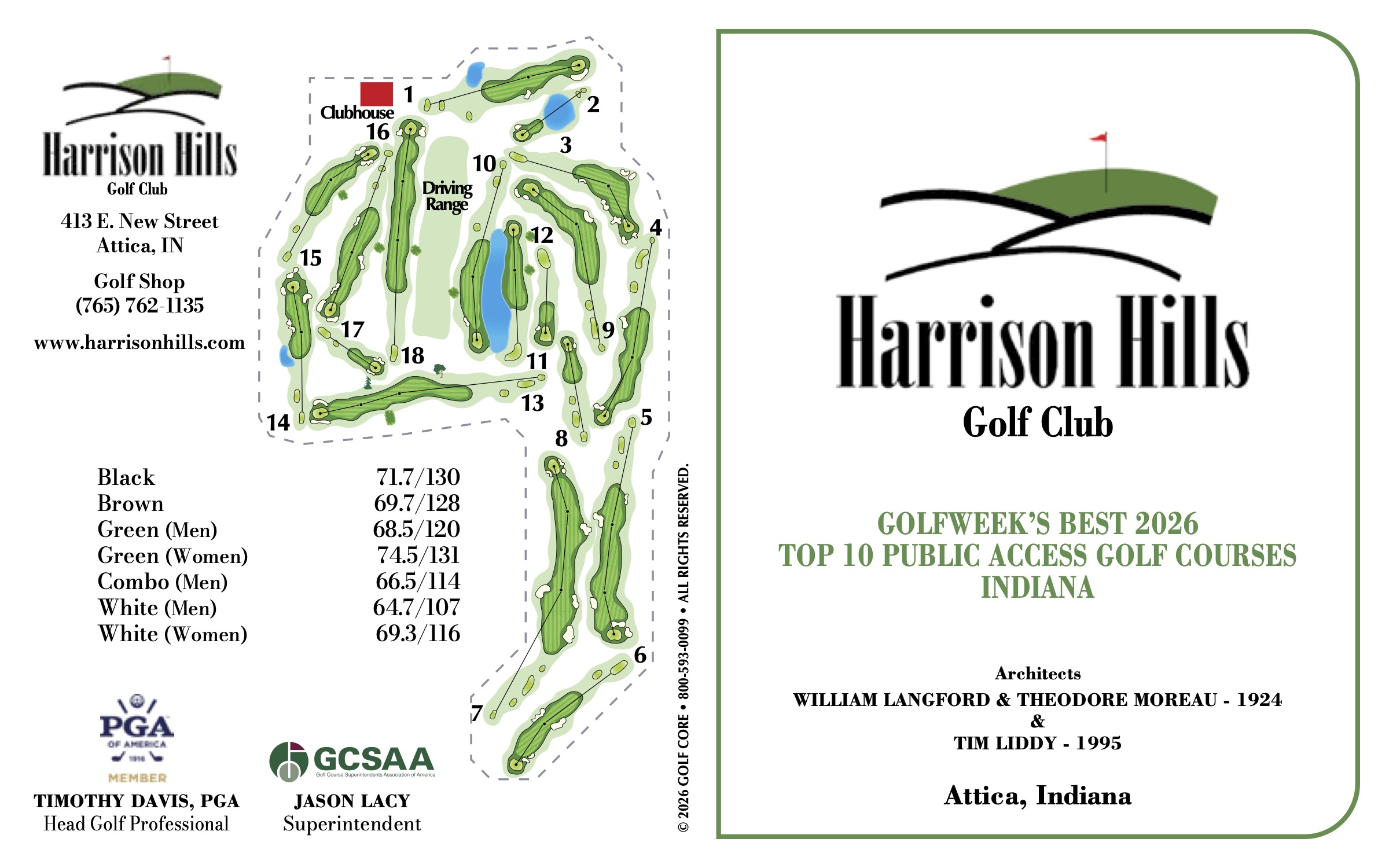 Harrison Hills Golf Club Scorecard Attica Indiana